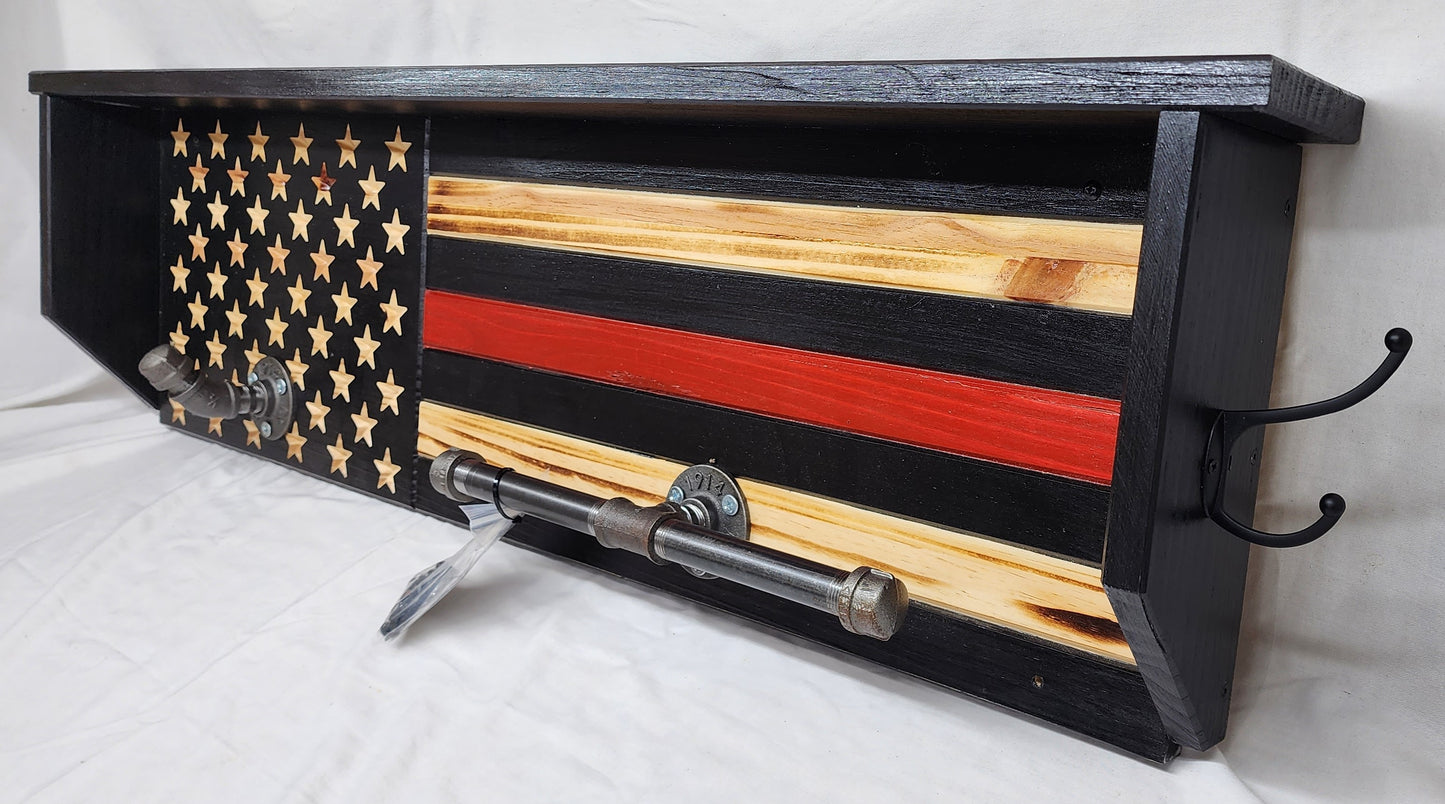 40" Tactical Gear Rack - Fireman Gear Rack - Customizable - Thin Red Line - Duty Gear rack - Gear Rack Free Shipping