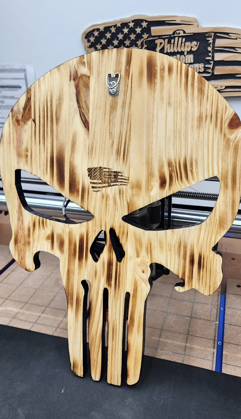 Wooden Rustic American Punisher Blueline Flag, Wooden Flag, Wood American Flag, Punisher READY TO SHIP!