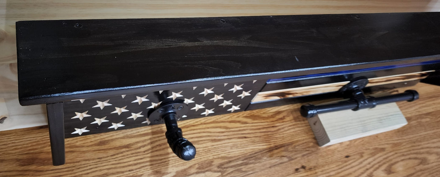 40" Tactical Gear Rack - Police Gear Rack - Customizable - Thin Blue Line - Police Duty Gear rack - Law Enforcement Gear Rack Free Shipping