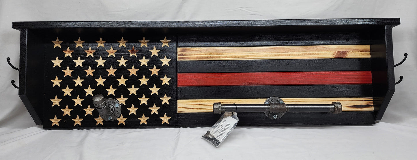 40" Tactical Gear Rack - Fireman Gear Rack - Customizable - Thin Red Line - Duty Gear rack - Gear Rack Free Shipping