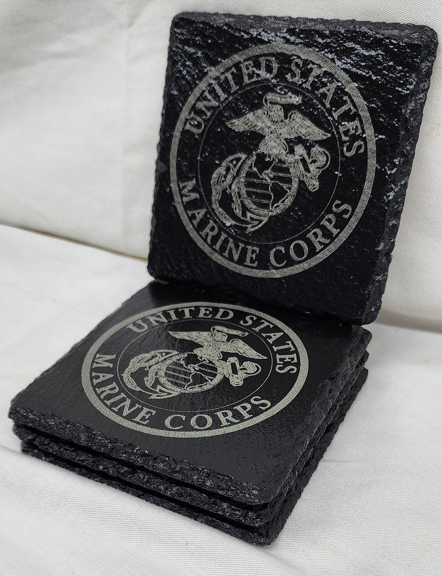 Slate Drink Coasters set of Four [4], Laser Engraved. Custom Coasters Available Free Shipping!