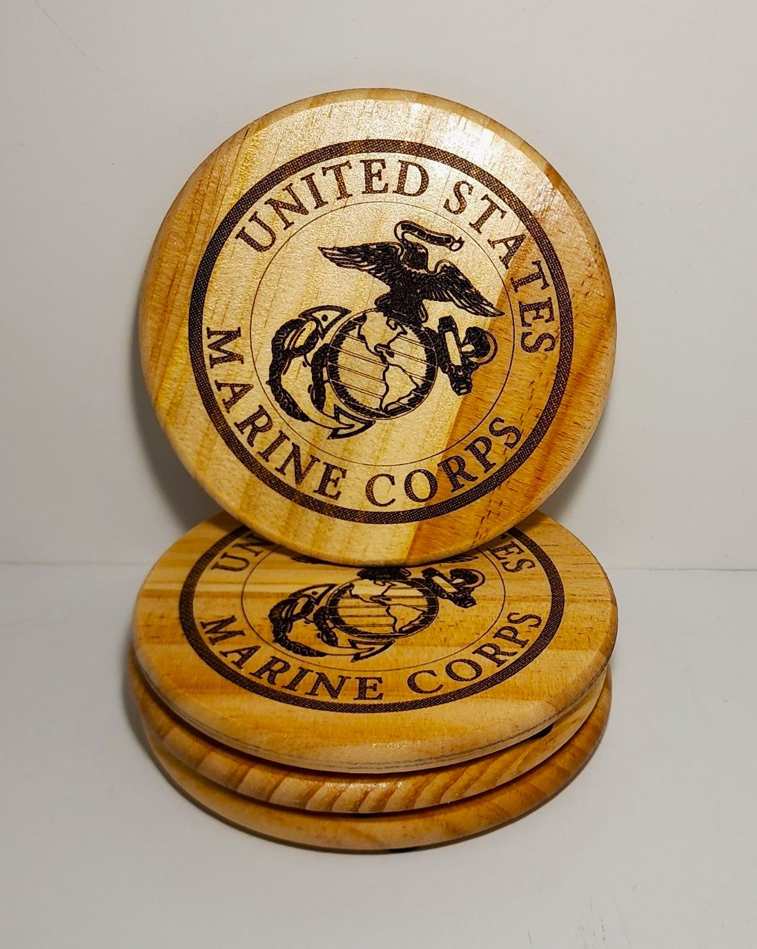 Wooden Drink Coasters 4" Square & Round set of Four [4], Laser Engraved. Custom Coasters Available Free Shipping!