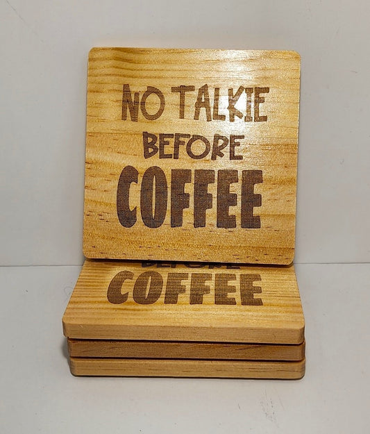 Wooden Drink Coasters 4" Square & Round set of Four [4], Laser Engraved. Custom Coasters Available Free Shipping!