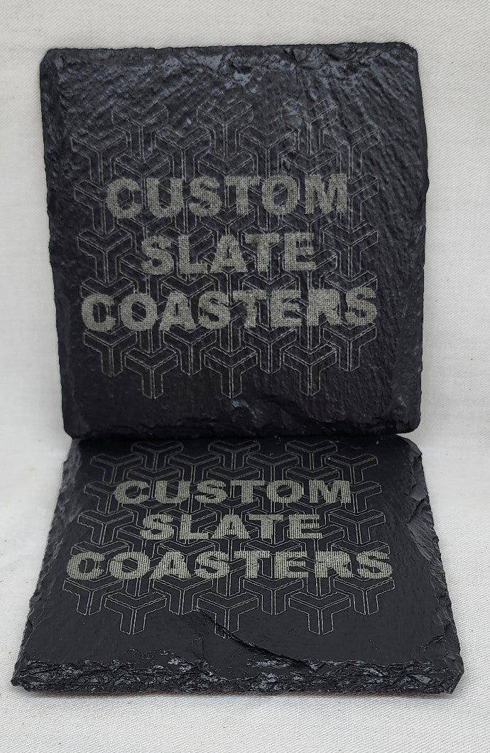 Slate Drink Coasters set of Four [4], Laser Engraved. Custom Coasters Available Free Shipping!