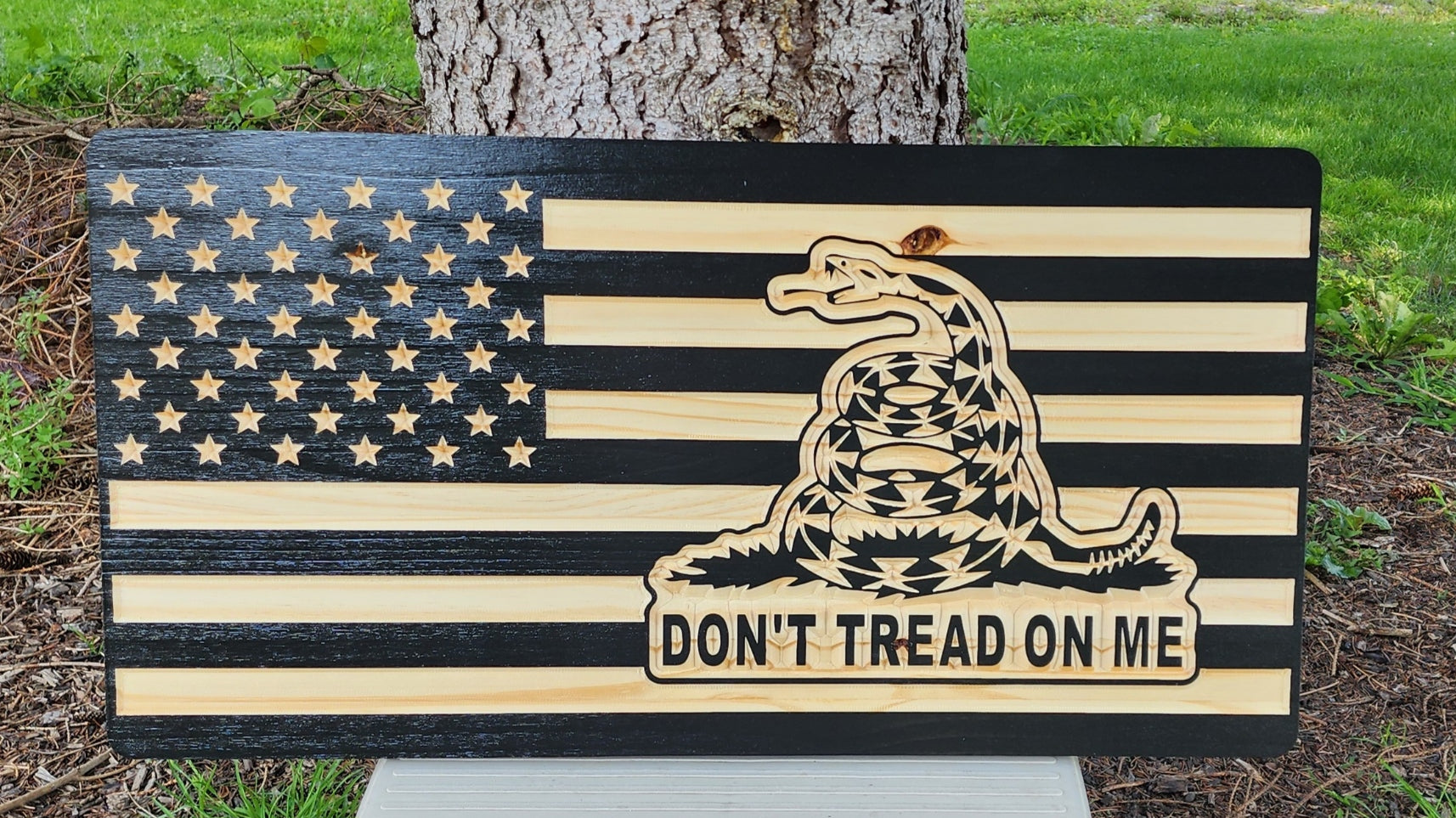 Rustic Alternative Dont high quality Tread on Me American Wood flag custom made made from pine. Buy with confidence fast shipping