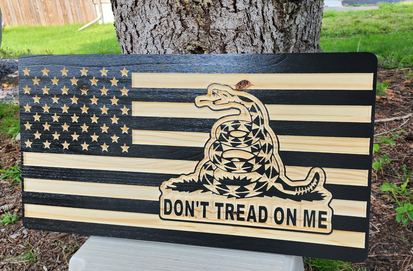 "Don't Tread on Me" Wooden Rustic Flag, 11" X 25" Wooden Flag, Gadsden "Don't Tread on Me" Flag