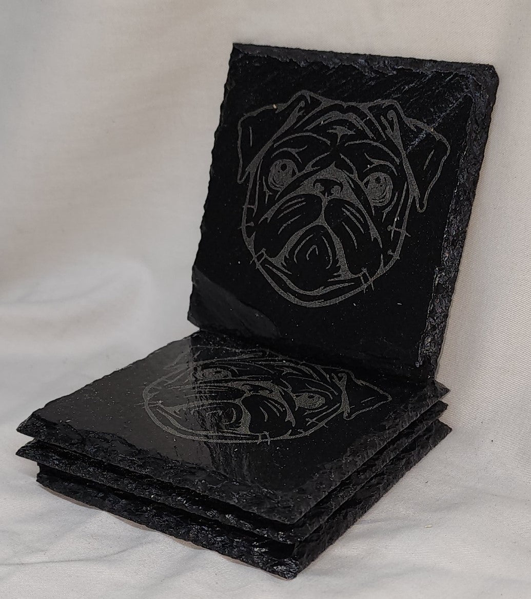 Slate Drink Coasters set of Four [4], Laser Engraved. Custom Coasters Available Free Shipping!