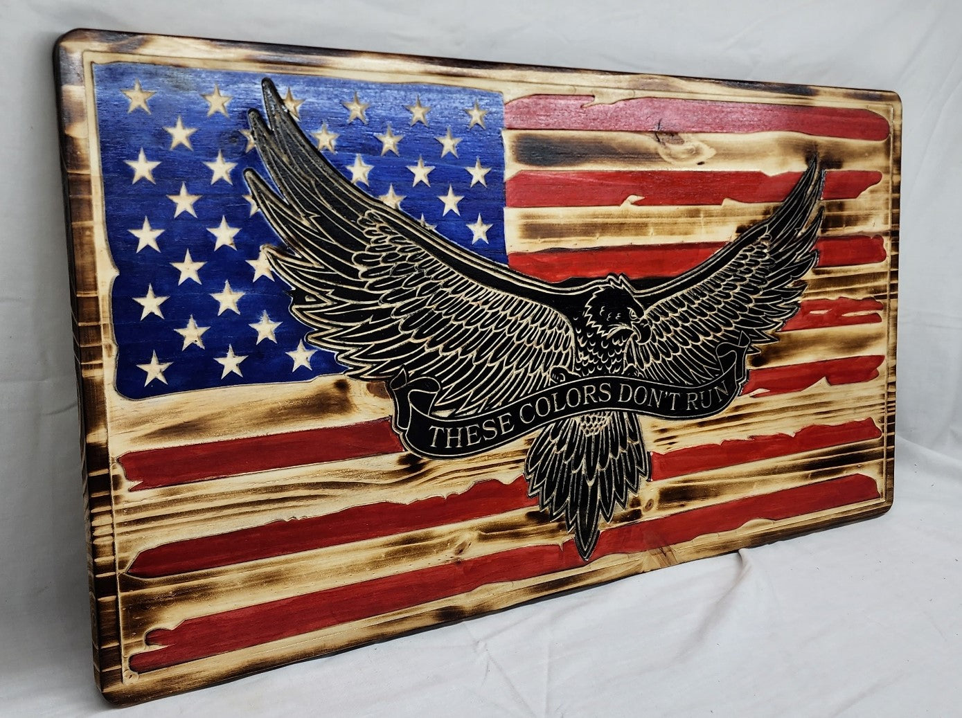 Rustic These Colors Don't Run Wooden Flag, American Wooden Flag with Eagle, Patriotic Wooden Us Flag, Wooden Rustic Flag READY TO SHIP