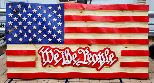 3D "We the People" Wavy US Wooden Flag - 3D Flag - Built to Order