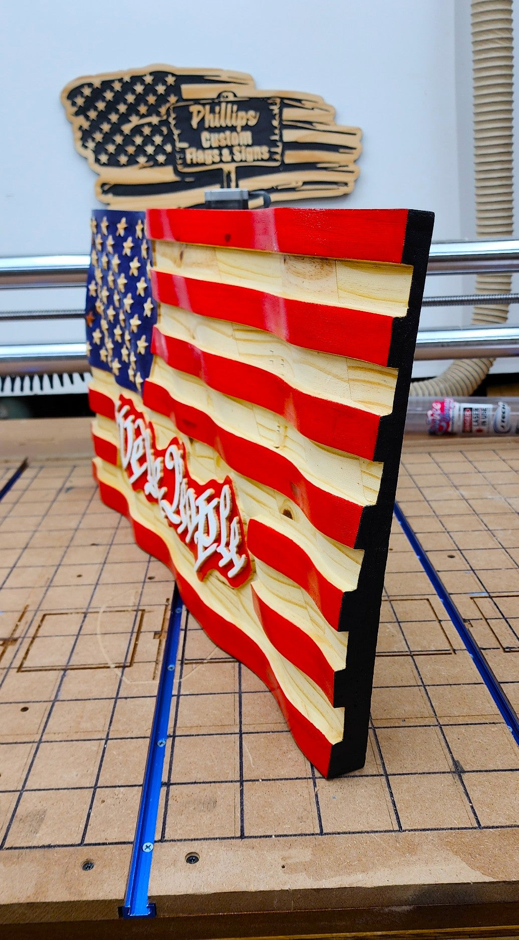 3D "We the People" Wavy US Wooden Flag - 3D Flag - Built to Order