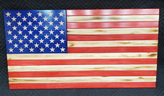 Rustic 19 1/2"X37" Traditional Wooden American US Flag READY TO SHIP