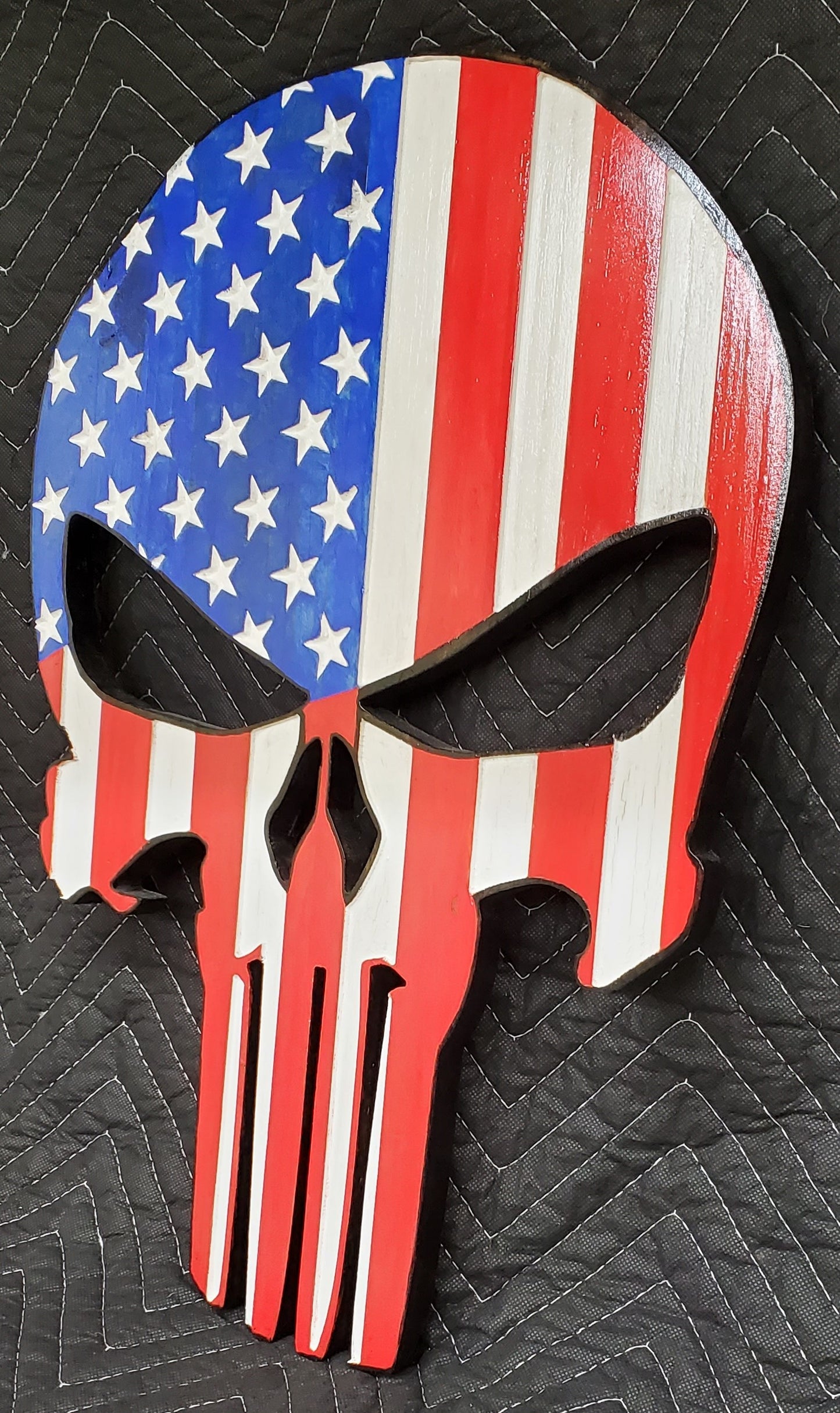 Rustic Wooden American Punisher Flag, Wooden Flag, Wood American Flag, Punisher Red White and Blue READY TO SHIP