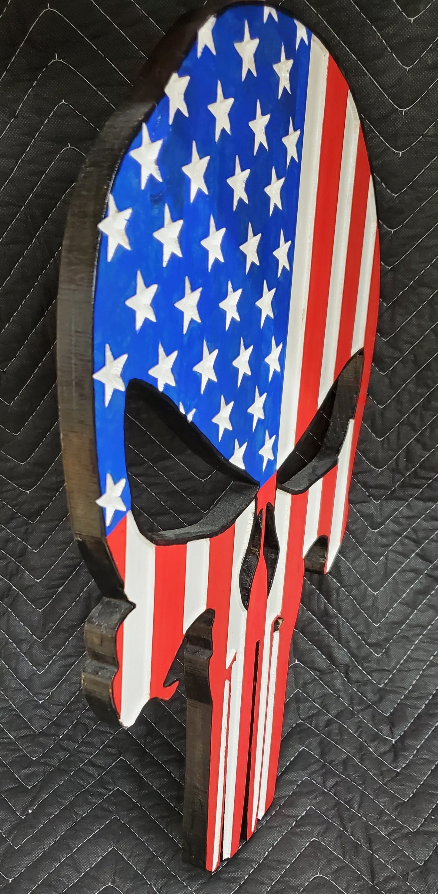 Rustic Wooden American Punisher Flag, Wooden Flag, Wood American Flag, Punisher Red White and Blue READY TO SHIP