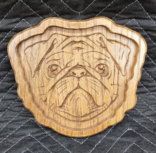Pug Catch-All Tray - Catchall Tray- Jewelry Tray - Pug Lover Gifts - Pug - Solid Hardwood Dog Art