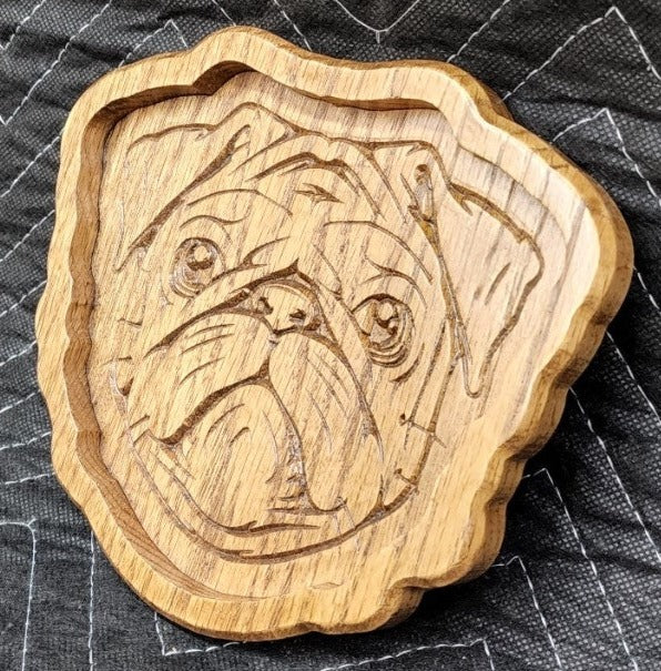 Pug Catch-All Tray - Catchall Tray- Jewelry Tray - Pug Lover Gifts - Pug - Solid Hardwood Dog Art