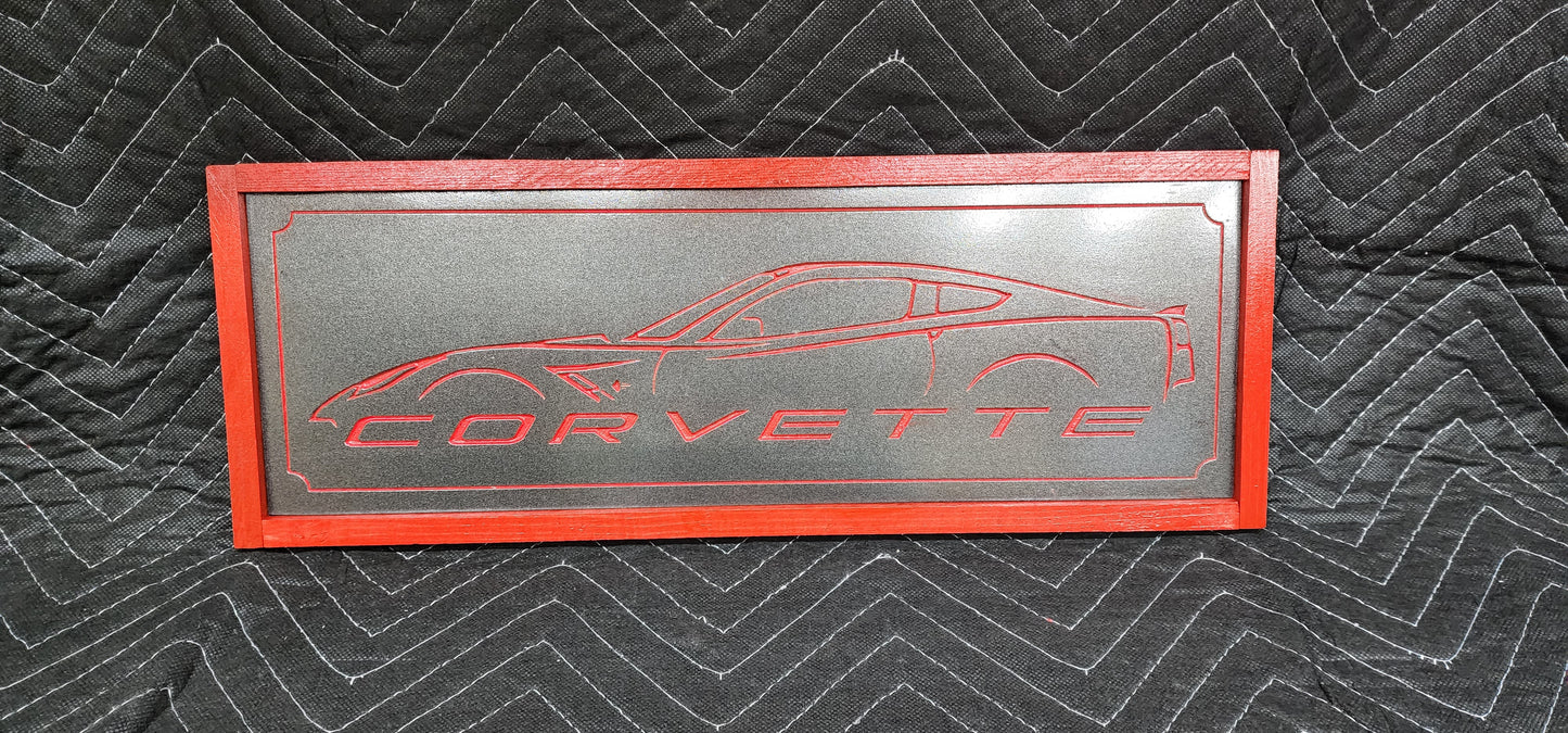 Wooden Corvette Sign, Custom Corvette Sign, Corvette Sign, Rustic Corvette Sign, Wooden Car Décor, Handmade Sign. Chevy Corvette Sign READY TO SHIP