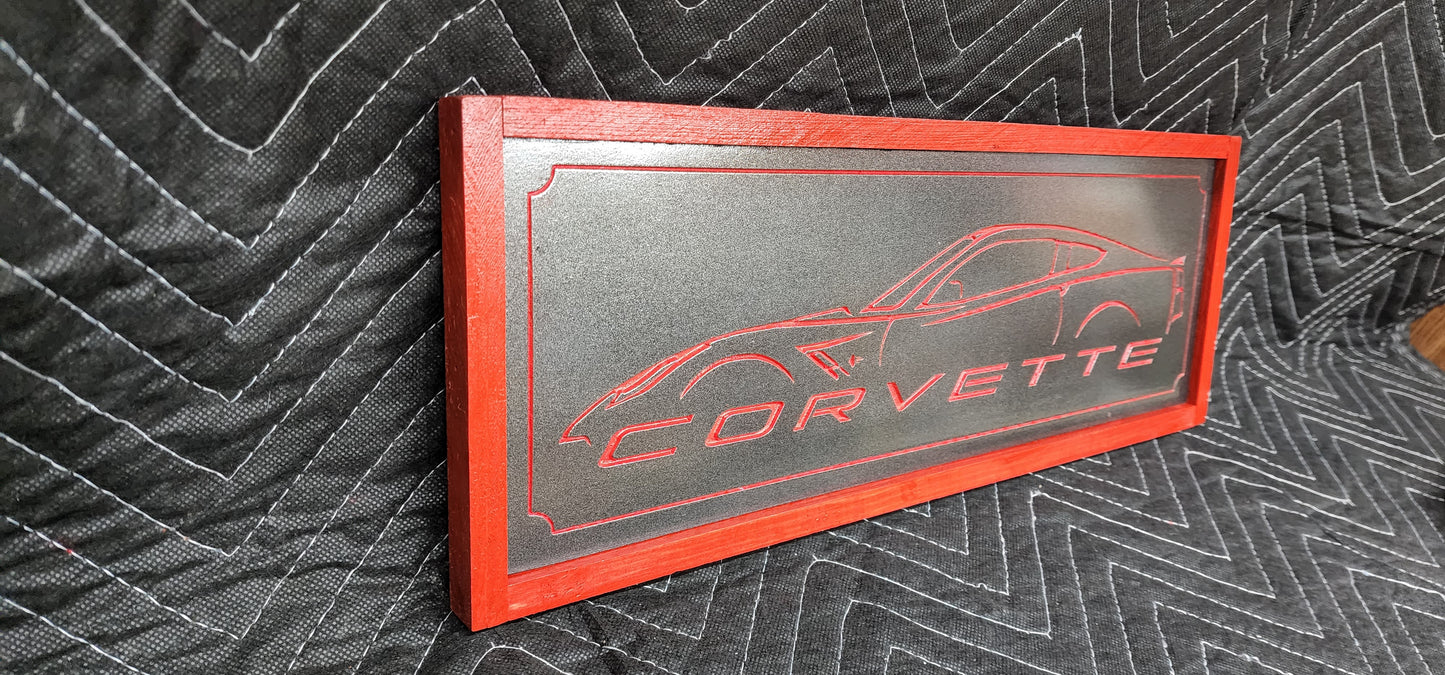 Wooden Corvette Sign, Custom Corvette Sign, Corvette Sign, Rustic Corvette Sign, Wooden Car Décor, Handmade Sign. Chevy Corvette Sign READY TO SHIP