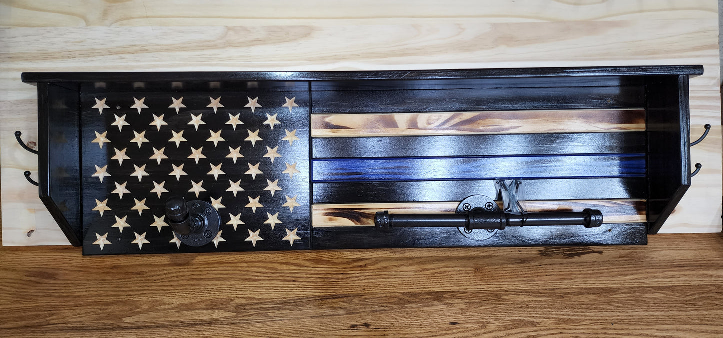 Tactical Gear Rack - Police Gear Rack - Customizable - Thin Blue Line - Police Duty Gear rack - Law Enforcement Gear Rack Free Shipping