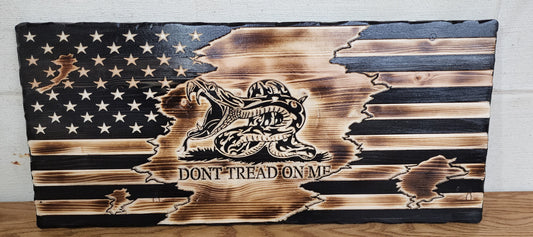 "Don't Tread on Me" Wooden Rustic Flag, 11" X 25" Wooden Flag, Gadsden "Don't Tread on Me" Flag