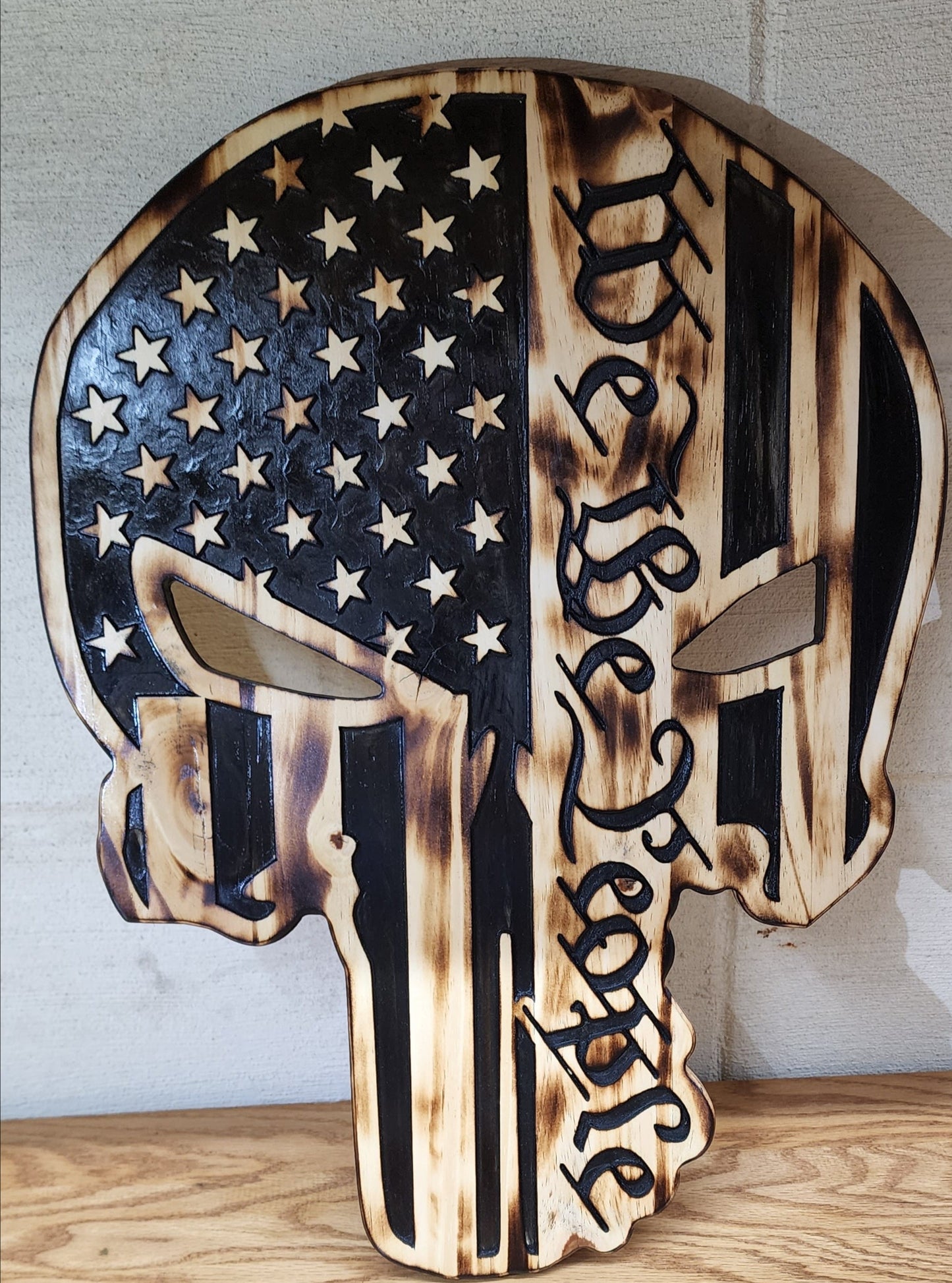 Wooden Rustic American Punisher "We the People" Flag, Wooden Flag, Wood American Flag, Punisher READY to SHIP!