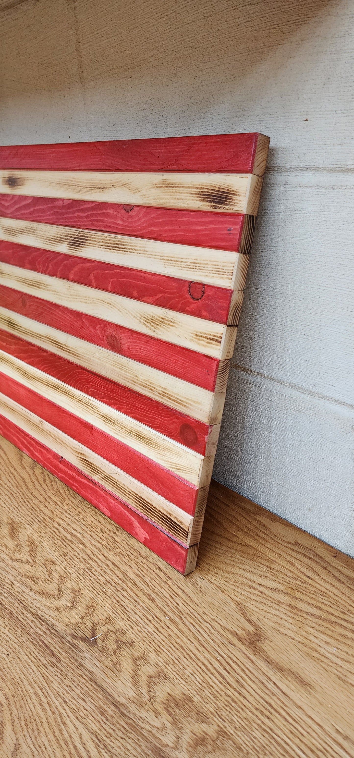 Rustic Traditional Wooden 16 X 31 American US Flag, Hand Made, Customizable, Stained, Torched Active READY TO SHIP