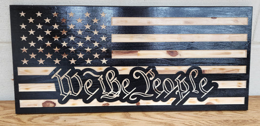 "We The People" Wooden Rustic Subdued American 11"X25" Flag READY TO SHIP