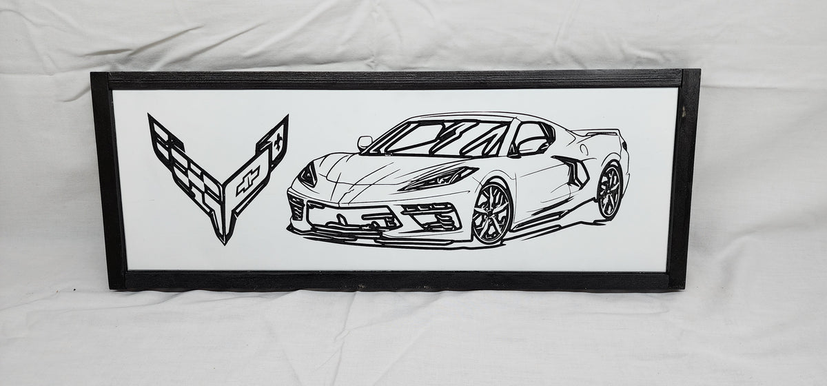 Wooden Corvette Sign, Custom C8 Corvette Sign, Corvette Sign, Rustic C ...