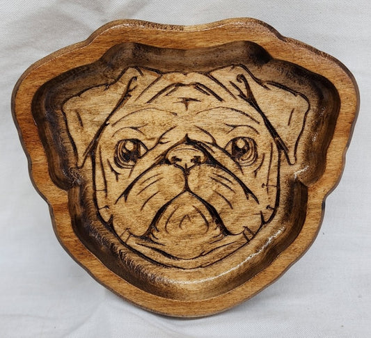 Pug Catch-All Tray - Catchall Tray- Jewelry Tray - Pug Lover Gifts - Pug - Solid Hardwood Dog Art READY TO SHIP! FREE SHIPPING