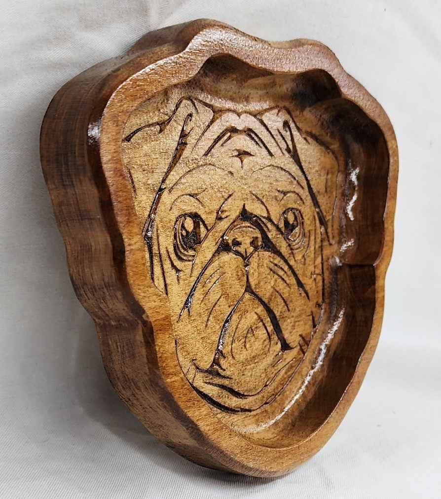 Pug Catch-All Tray - Catchall Tray- Jewelry Tray - Pug Lover Gifts - Pug - Solid Hardwood Dog Art READY TO SHIP! FREE SHIPPING