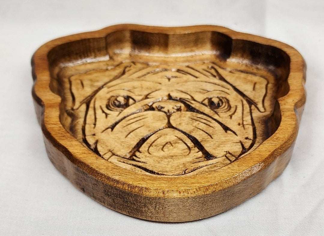 Pug Catch-All Tray - Catchall Tray- Jewelry Tray - Pug Lover Gifts - Pug - Solid Hardwood Dog Art READY TO SHIP! FREE SHIPPING